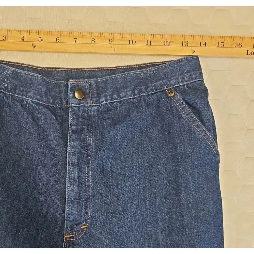 Vtg 70s San Francisco Riding Gear Wide Leg Jeans High Rise Dark Wash Denim 28
